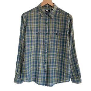 Urban Outfitters BDG Blue & Green Plaid Long Sleeve Button Down Shirt Size M